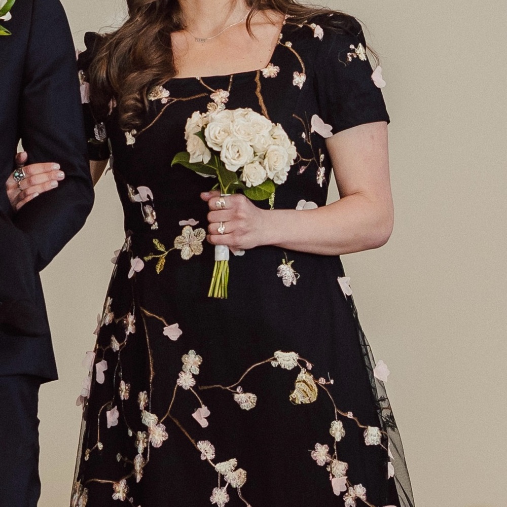 Embellished Black and Floral Gown